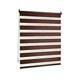 Victoria M. Doppelrollo Klemmfix Duo-Rollo Klemmmontage ohne Bohren für Fenster und Tür Lichtdurchlässig und Verdunkelnd mit Kettenzug, 45 x 150 cm Dunkel Braun