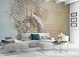 Fototapete 3D Effekt Tapete Geprägter Pfau Tapeten Vliestapete Wohnzimmer Wandbilder Wanddeko 430cmx300cm