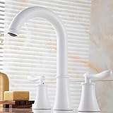 3-Loch-Armaturen for Badezimmer-Waschtisch-Schwenk-Split-Warm- und Kaltwasser-Messing-Doppelgriff-Badezimmerarmatur-Weiß (Color : Bianco)