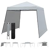 KOMFOTTEU Faltpavillon, 3 x 3 cm, 2 abnehmbare Seitenwände mit Reißverschluss, Pop-up-Design, tragbare Tragetasche mit Rädern, höhenverstellbar, Grau