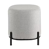 EGLO LIVING Hocker Mashike, minimalistischer Sitzhocker, runder Couch Beistellhocker, Pouf aus Textil in Grau und Metall in Schwarz, Ø 38 cm