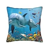 ASEELO Ocean Delphin Looking at You Wurfkissen, quadratisch, weich, für R Couch, Bett, Sofa, Bank, Stuhl, 45,7 x 45,7 cm