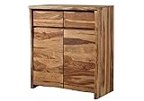 MASSIVMOEBEL24.DE | Pure Sheesham Highboard aus Massivholz #201 | aus Sheeshamholz - Natur, lackiert/sandgestrahlt | 100x48x111 cm | 2 Fächer & 2 Schubladen | Hochkommode, Hochschrank