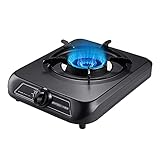 Gaskochfeld Tragbarer Brennofen mit schwarzer mattierter Platte, 4,2 kW Blade Swirl Single Burner, Ultraleichter Gasherd Outdoor-Reisen Wandern Camping Kochgeschirr [Energieklasse