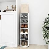 BULANED Schuhschrank, Shoe Cabinet, Schuhregal, Schuhe Schrank, Flurschrank, Schuschrankkommode, Hochglanz-Weiß 25x27x102 cm Spanplatte