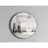 Runder Spiegel 60 cm , ohne Beleuchtung Rund Spiegel Schwarz Metallrahmen Wandspiegel , HD-Wandspiegel für Waschtisch, Gold Metal Framed Round Mirror,Rustic Wall Decoration for Bathroom. ( Color : Ner