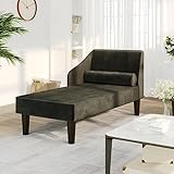 Tidyard Chaiselongue mit Nackenrolle Liegesessel Relaxliege Loungeliege Liegekomfort Ergonomisch Schwarz Samt