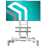 ONKRON TV Bodenständer höhenverstellbar & TV Ständer rollbar - VESA Standfuss 600x400 für 40-70 Zoll LED Flach & Curved Bildschirme bis 45,5 kg/TV Stand mit Zwei AV-Fächern TS1552 Weiß