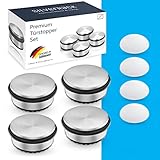 SilverRack® Türstopper Edelstahl [4 Stück] + 4 extra Wand Türstopper - Premium Tür Stopper ohne Bohren 1,1kg - Schwerer Türstopper Boden - 10x4,5cm Door Stopper