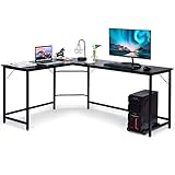 COSTWAY Schreibtisch L-Form, Eckschreibtisch, Gaming Computertisch PC-Tisch Computerschreibtisch mit CPU-Ständer, Bürotisch Ecktisch Winkelschreibtisch für Home Office, 168 x 125 x 74 cm (Schwarz)