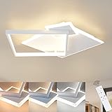 ZMH Deckenlampe LED Deckenleuchte Wohnzimmer - Dimmbar Wohnzimmerlampe 50W Modern Design mit Fernbedienung aus Metall Deckenbeleuchtung für Esszimmer Küche Jugendzimmer Schlafzimmer/Weiß