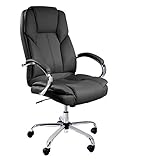 TPFLiving Bürostuhl Chefsessel Schreibtischstuhl Ergonomisch Drehstuhl XXL Dallas - Premium Schwerlast Computerstuhl Modern Kunstleder, Belastbar bis 215kg, abgebremste Rollen, Schwarz