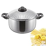 BERELA - Pasta Cook - Edelstahl Kochtopf mit Abtropfdeckel und Verschlusssystem, Aluminiumtopf 5 Liter, Kochtopf 24 cm, Nudeltopf mit Abtropfsieb