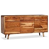 ZEYUAN Sideboard, Kommode Schlafzimmer, Komodenschrank, Möbel Schlafzimmer, Sidebordmöbel, Massivholz mit geschnitzten Türen 160×40×75 cm