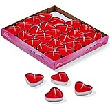 THE TWIDDLERS 50 Rote Teelichter in Herzform für Valentinstag, Hochzeitstag, Romantischer Abend zu zweit, Dekoration & Partys (3,8cm, Duftlos) - Perfekte Überraschung für Partner