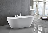 Freistehende Badewanne JAZZ PLUS Acryl weiß glänzend - 170 x 80 cm - Zubehör optional, Siphon:Ohne Siphon, Vormontage:Mit Vormontage (5 Werktage), Wannenarmatur:Mit Wannenarmatur 6080 Chrom