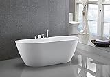 Freistehende Badewanne JAZZ PLUS Acryl weiß glänzend - 170 x 80 cm - Zubehör optional, Siphon:Inkl. Siphon, Vormontage:Mit Vormontage (5 Werktage), Wannenarmatur:Mit Wannenarmatur 6080 Chrom