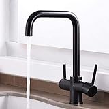 Wasserhahn Schwarz Küche Wasserhähne Trinkwasser Filter Wasserhahn Dual Griff heiß kalt 3-Wege-Filter Küche Mischbatterie