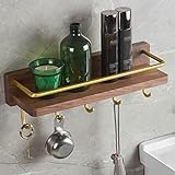 MAVNES Wandregal Walnuss -Badezimmerregal mit Haken, Seife kosmetische Dusch Shampoo Regal, Handtuchstange Organizer Rack/Halterwand montiert Badezimmer Regal (Color : Style 4)