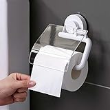 MIAOHY Nicht abfärbender stanzfreier Saugnapf-Toilettenpapierhalter Wasserdichter Toilettenpapierhalter Toilettenpapier-Box