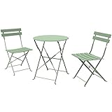 Grand patio Bistro Set 3-Teiliges, Gartenmöbel Set, Sitzgruppe 2 Stühle und 1 Tisch, Premium Stahl, Klappbar, Balkonset für Hof, Garten, draussen (Grün)