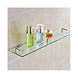 NEIDE Rechteckiger Duschkorb mit gehärtetem Glas Wandregal für Badezimmer mit Aluminium-Speicherhalter (Größe: 81cm) (Size : 61cm)