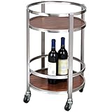 Getränkewagen Rollen Esszimmer-Doppelschicht-Mobile Barwagen Mit Rollen, Wohnzimmer Minimalistisches Design Rund Imbisswagen, Bankettutensilien