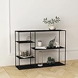 [en.casa] Standregal Isojoki Bücherregal Metallregal Wohnzimmer Schwarz Regal stehend 120 x 35 x 88 cm