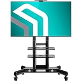 ONKRON TV Ständer rollbar & höhenverstellbar - VESA Standfuss 600x400 für 40-70 Zoll LED Flach & Curved Bildschirme Max 45,5 kg/TV Stand mit Zwei AV-Fächern TS1552 Schwarz