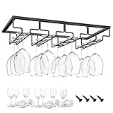 Knowing Weinglashalter Gläserhalter, Hängender Weinglashalter, Schwarz Weinglashalter, Stemware Racks, Schrank Weinglashalter, Vierfach schwarz, für Familie Restaurant Hotel bar(40 x 22,5 cm)