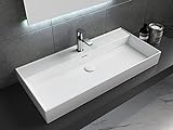 Aqua Bagno | Modernes Waschbecken weiß, Loft Air Design, Keramik Waschbeckenaufsatz, Waschtisch eckig | 1012 x 466 mm