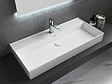 Aqua Bagno | Modernes Waschbecken weiß, Loft Air Design, Keramik Waschbeckenaufsatz, Waschtisch eckig | 1012 x 466 mm