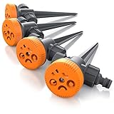 Brandson - Rasensprenger, Sprühregner 4er Set, Sprühkopf mit 5 Sprüheinstellungen, Rasensprinkler Gartensprinkler, Bewässerung von Flächen bis 320 m²