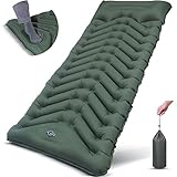 Isomatte Camping Matratze Selbstaufblasend Luftmatratze - Ultraleicht Outdoor Schlafmatte mit Fußpresse Pumpe wasserdichte Aufblasbare Campingmatte für Camping Zelte Wandern Backpacking Reisen (Grün)