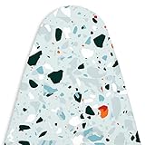 Encasa Homes Bügelbrettbezug 'Luxury Line' mit extra Dicker Polsterung (passend für Standardbretter der Größe Wide von 125 x 46 cm) Terrazzo Mint - Ersatz für Haus & Hotel