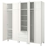 Ikea PLATSA Kleiderschrank mit 10 Türen + 3 Schubladen, 220x57x231 cm, weiß/SANNIDAL weiß