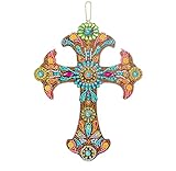 TRRCEPOS Kreuz-Diamant-Malerei-Set, 5D-Kreuz-Anhänger, Acryl-Diamant-Malerei, Kunst, Strass-Kristall-Dekoration, Erwachsene, Kinder, Heimdekoration, handgefertigte Geschenke (Diamantzeichnung B)