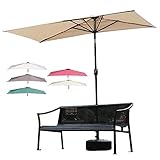 SAGIDAR Sonnenschirm Für Den Strand, Schutzhülle Marktschirm, Rechteck Regenschirm 2.5mx1.2m, Robust Und Winddicht, Gartenschirm UV-Schutz, Mit Handkurbel/Ohne Basis