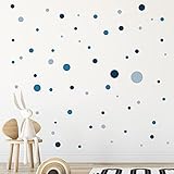 WANDKIND Kreise Set 120 Stück Wandtattoo für Babyzimmer V283 Aufkleber Sticker Kreis Wandaufkleber Kinderzimmer Punkte Dots Klebepunkte in verschiedenen Farben (Blau)