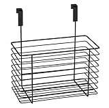 WENKO Einhängekorb Groß, platzsparender Organizer zum Einhängen an Schublade oder Schranktür, geeignet für Badezimmer und Küche, ohne Bohren, aus pulverbeschichtetem Metall, 24 x 24,5 x 15 cm, Schwarz