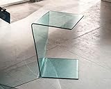IMAGO FACTORY Atlas | Couchtisch Servetto - Lampentisch aus klarem, gebogenem Glas, Wohnzimmermöbel, Couchtisch für Wohnzimmer, hoher Tisch, elegant, modernes Design