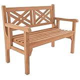 Nexos DIVERO 2-Sitzer klappbar Parkbank 120x61x91 Faltbare Gartenbank Teak Holz behandelt hochwertig massiv Reine Handarbeit wetterfest Friesenbank