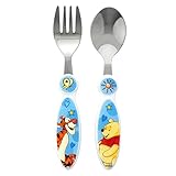 P:os 68919 - Kinderbesteck Set im Disney Winnie the Pooh Design, 2 teiliges Besteckset bestehend aus Gabel und Löffel, ideal für Kleinkinder
