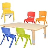 alles-meine.de GmbH Sitzgruppe für Kinder - Tisch + 6 Kinderstühle - Größen & Farbwahl - Holz Farben - höhenverstellbar - 1 bis 8 Jahre - Plastik - für INNEN & AUßEN - Kindertisc..