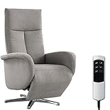 CAVADORE TV-Sessel Juba mit Akku / Pflegeleichter Fernsehsessel mit elektrisch verstellbarer Relaxfunktion / 2 E-Motoren / 75 x 112 x 82 / Soft Clean Bezug, Silber