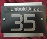 Hausnummer Anthrazit V2A Edelstahl Design Hausnummernschild Gravur RAL 7016 Leskow Metalldesign