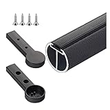RAUGAJ Runde Schrankstange Aluminiumlegierung ， Waschküche/Schrank Hängende Wäschestange Mit Rutsch-Stille, Moderne Lederoberfläche, Flexibler Schnitzel/Grey/Length-150Cm/59'