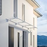 Schulte Vordach 270x95 cm Haustür Überdachung Stahl weiß rostfrei Acrylglas durchgehend und transparent Pultvordach LT-Line