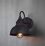Retro Außenwand-leuchte Antik Industrielle Wandlampe Vintage Außenlampe Wasserdichter Schwarz 1-Flammig Metall Schatten E27 Garten-licht Leuchtmittel Terrasse Flur Treppen Pavillon Outdoor