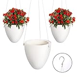 JBSON Pflanzenhalter Pflanzgefäß,Hängepflanztopf Blumenampeln zum Aufhängen,Selbstbewässernder,Moderner Dekorative Pflanzenampel für Innen Outdoor Dekorationen(3 Stück)